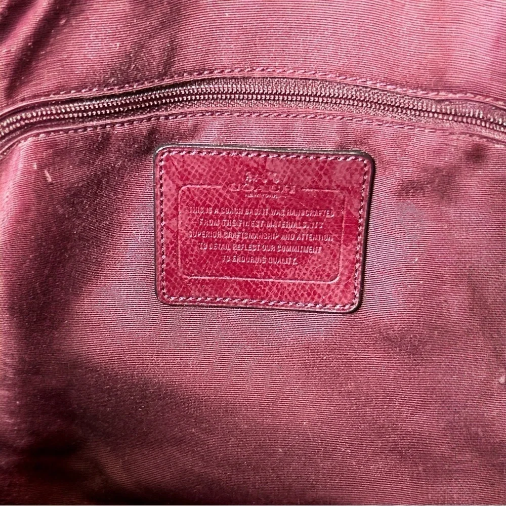 Coach Ava Bordeaux Red Pebbled Leather Tote Shoulder Bag Purse Chain Handle